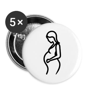 Schwangere - Buttons groß 56 mm (5er Pack) - Weiß - Vorne