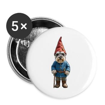 Magie du Schnauzer des Gnomes de jardin - Lot de 5 grands badges (56 mm) - blanc - Devant