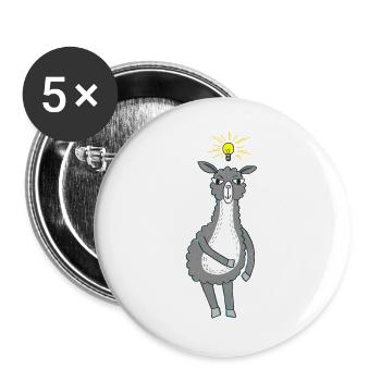 Lama a une idée - Lot de 5 grands badges (56 mm) - blanc - Devant