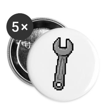 Pixel-Schraubenschlüssel Kunst - Buttons groß 56 mm (5er Pack) - Weiß - Vorne