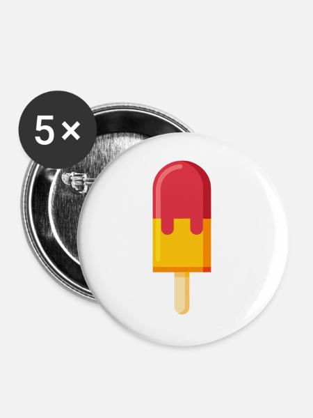 Eis am Stiel am Stiel - Buttons groß 56 mm (5er Pack) - Weiß