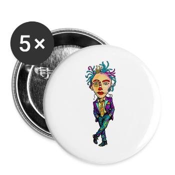 Colorful Expressionist Portrait - Buttons large 2.2''/56 mm (5-pack) - white - Front