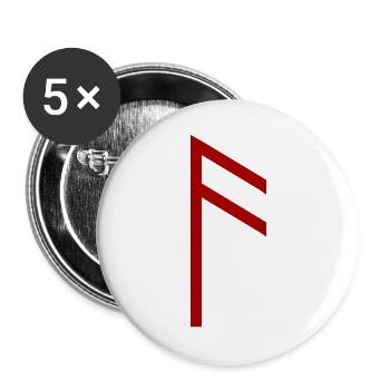 Ansuz Rune Rot – Wikinger Futhark Nordisch - Buttons groß 56 mm (5er Pack) - Weiß - Vorne
