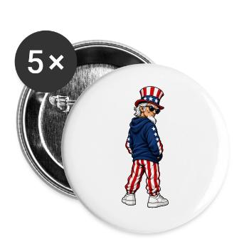 Gangster Amerikanischer Patriot - Buttons groß 56 mm (5er Pack) - Weiß - Vorne