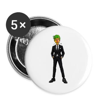 Bunter Anzugträger Portrait - Buttons groß 56 mm (5er Pack) - Weiß - Vorne