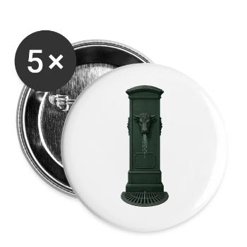 Taurin-Brunnenkopf mit Düse - Buttons groß 56 mm (5er Pack) - Weiß - Vorne