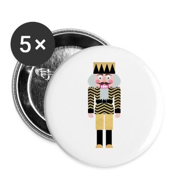 Nussknacker Weihnachten Gold zickzack Muster Deko - Buttons groß 56 mm (5er Pack) - Weiß - Vorne