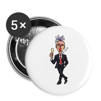 Surrealer Anzugheld mit sektglas - Buttons groß 56 mm (5er Pack) - Weiß - Vorne