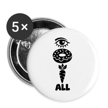 Lustiger Donut Karotte Spruch Rätsel - Buttons groß 56 mm (5er Pack) - Weiß - Vorne