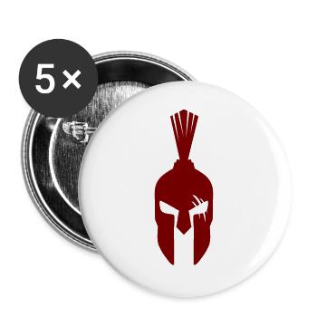Spartanischer Kriegerhelm - Buttons groß 56 mm (5er Pack) - Weiß - Vorne