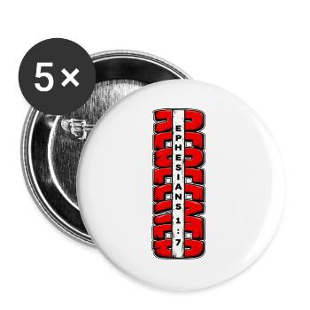 Redeemed Epheser 1,7 Christliches Jesus Design - Buttons groß 56 mm (5er Pack) - Weiß - Vorne