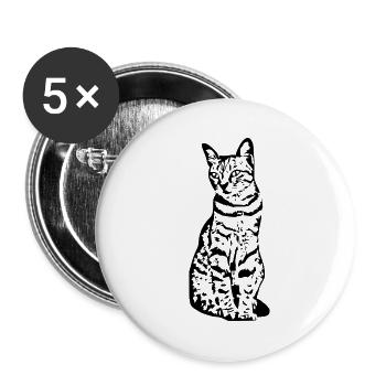 Katze Katzen Kätzchen Katzenshirt Geschenk - Buttons groß 56 mm (5er Pack) - Weiß - Vorne