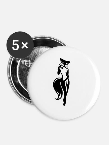 sexy Füchsin - Buttons groß 56 mm (5er Pack) - Weiß