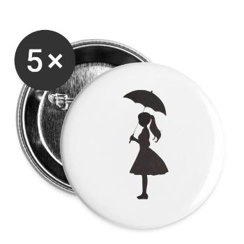 silhouette de la fille au parapluie - Lot de 5 grands badges (56 mm) - blanc - Devant