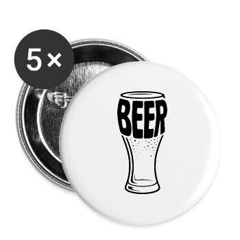 Beer - Funny Beer Logo Tshirt - Buttons large 2.2''/56 mm (5-pack) - white - Front