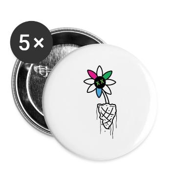 Illustration de crâne de fleur vive - Lot de 5 grands badges (56 mm) - blanc - Devant