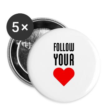 Follow Your Heart - Buttons large 2.2''/56 mm (5-pack) - white - Front