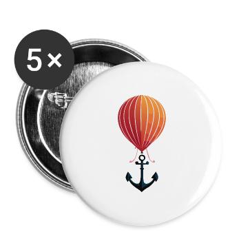 anker ballon - Buttons groß 56 mm (5er Pack) - Weiß - Vorne