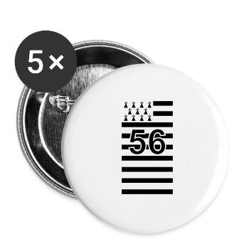 drapeau departement 56 bretagne breton - Lot de 5 grands badges (56 mm) - blanc - Devant