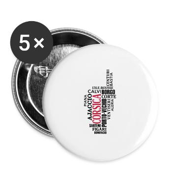 Corsica Corse villes - Lot de 5 grands badges (56 mm) - blanc - Devant