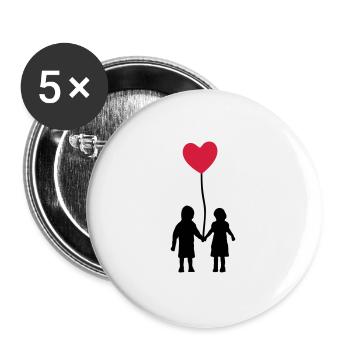Kids and heart balloon - Buttons large 2.2''/56 mm (5-pack) - white - Front