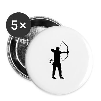 Archer avec tir à l'arc carquois - Lot de 5 grands badges (56 mm) - blanc - Devant