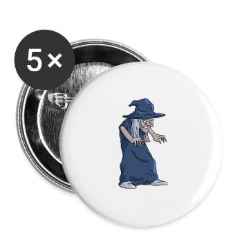 Hexe Besen Lustiger Hexen Fun Halloween Geschenk - Buttons groß 56 mm (5er Pack) - Weiß - Vorne