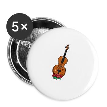 Violon avec des fleurs. Cadeau violoniste - Lot de 5 grands badges (56 mm) - blanc - Devant