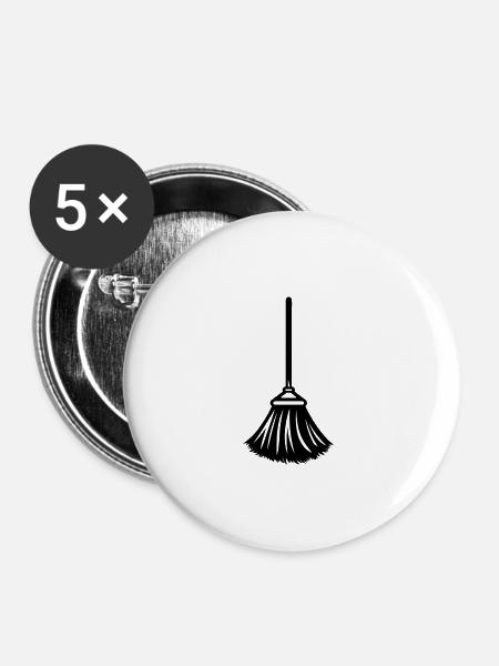 Besen - Buttons groß 56 mm (5er Pack) - Weiß