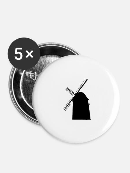 Windmühle - Buttons groß 56 mm (5er Pack) - Weiß