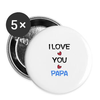 VATERTAG. ALLES GUTE ZUM GEBURTSTAG, PAPA. PAPA. ALLES GUTE ZUM GEBURTSTAG! - Buttons groß 56 mm (5er Pack) - Weiß - Vorne