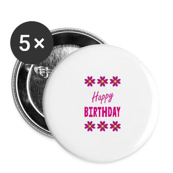 ALLES GUTE ZUM GEBURTSTAG. ALLES GUTE ZUM GEBURTSTAG. JAHRESTAG. - Buttons groß 56 mm (5er Pack) - Weiß - Vorne