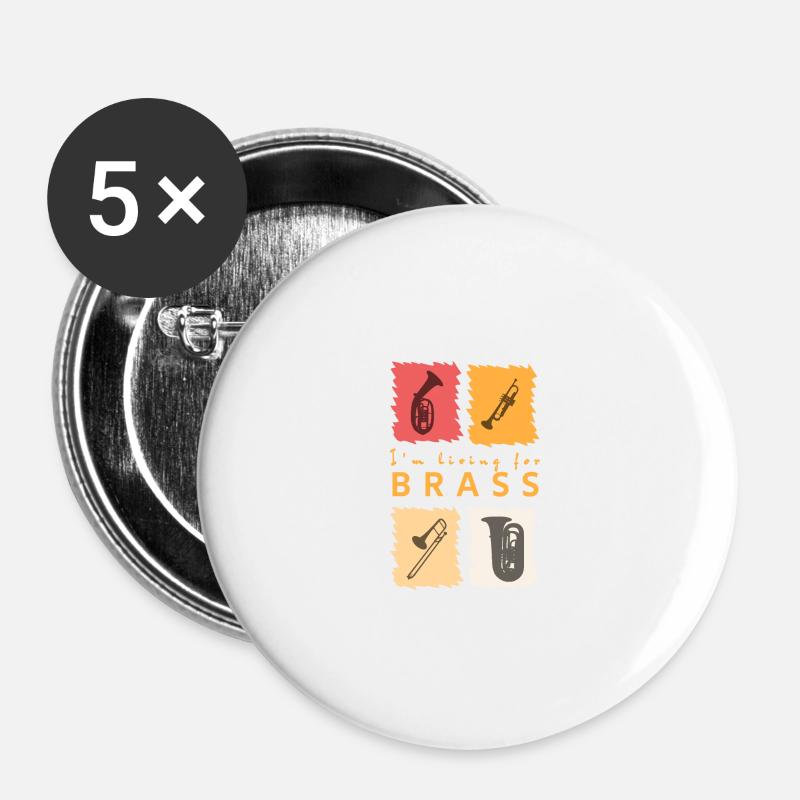 Living for Brass - Buttons large 2.2''/56 mm (5-pack) - white
