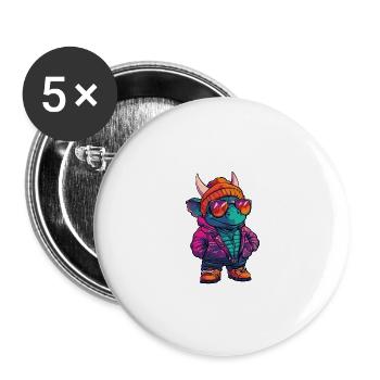 Dinosaurier triceratops Winter Comic - Buttons groß 56 mm (5er Pack) - Weiß - Vorne