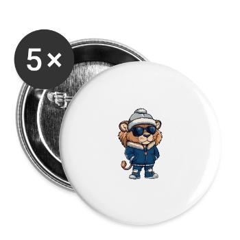 Bande dessinée d’hiver Lion - Lot de 5 grands badges (56 mm) - blanc - Devant