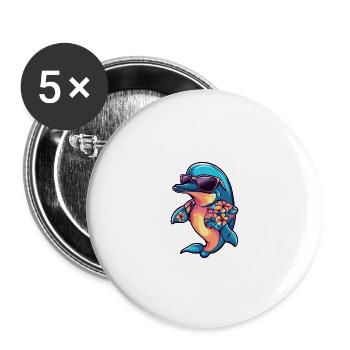 Delfin Cool Été - Lot de 5 grands badges (56 mm) - blanc - Devant