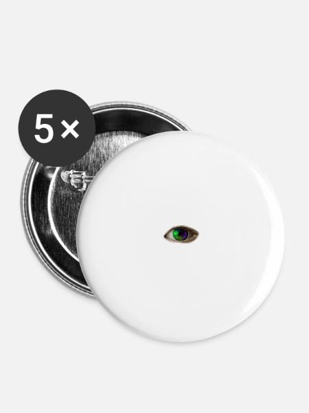 Auge Regenbogen - Buttons groß 56 mm (5er Pack) - Weiß