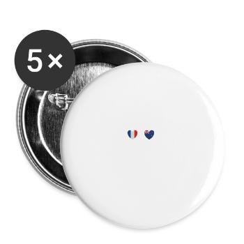Drapeau de la France et de la Nouvelle-Zélande - Lot de 5 grands badges (56 mm) - blanc - Devant