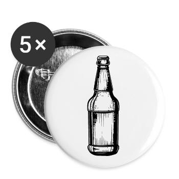 Bouteille de bière Symbole de consommation de bière - Lot de 5 grands badges (56 mm) - blanc - Devant
