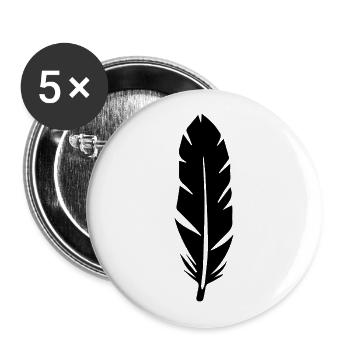 Feder - Buttons groß 56 mm (5er Pack) - Weiß - Vorne