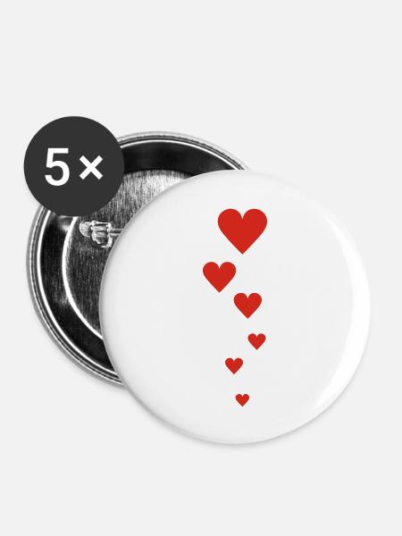 liebe - Buttons groß 56 mm (5er Pack) - Weiß