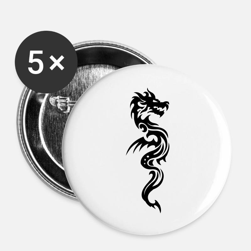tribal dragon - Buttons large 2.2''/56 mm (5-pack) - white