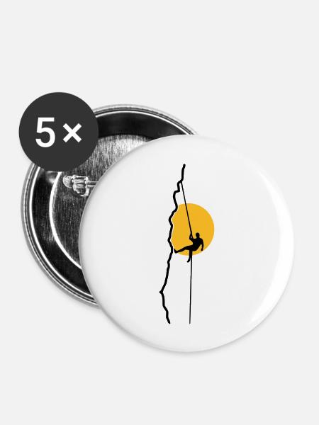 Climber rappelling in the sunset - Buttons large 2.2''/56 mm (5-pack) - white