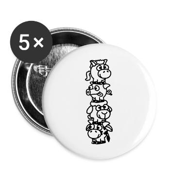 smiley_animal_stake_1c - Lot de 5 grands badges (56 mm) - blanc - Devant