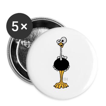 Funny Ostrich, Three Color Design - Buttons large 2.2''/56 mm (5-pack) - white - Front