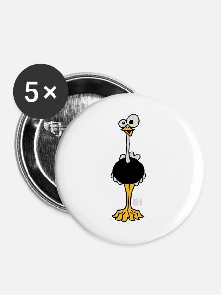 Strauß - Buttons groß 56 mm (5er Pack) - Weiß