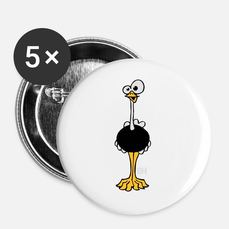 Strauß - Buttons groß 56 mm (5er Pack) - Weiß