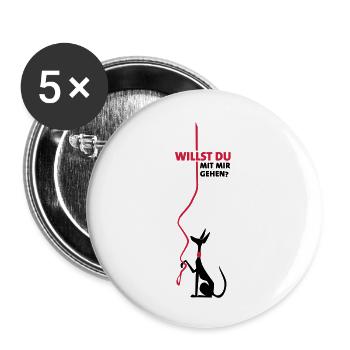 willst du mit mir gehen? - Buttons groß 56 mm (5er Pack) - Weiß - Vorne