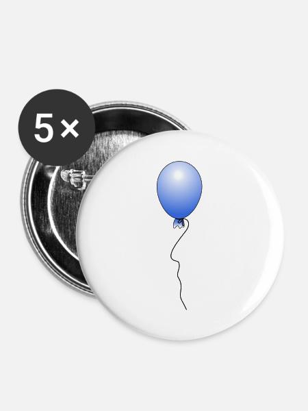 Ballon - Blau - Buttons groß 56 mm (5er Pack) - Weiß