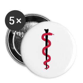 Rod of Asclepius - Buttons large 2.2''/56 mm (5-pack) - white - Front